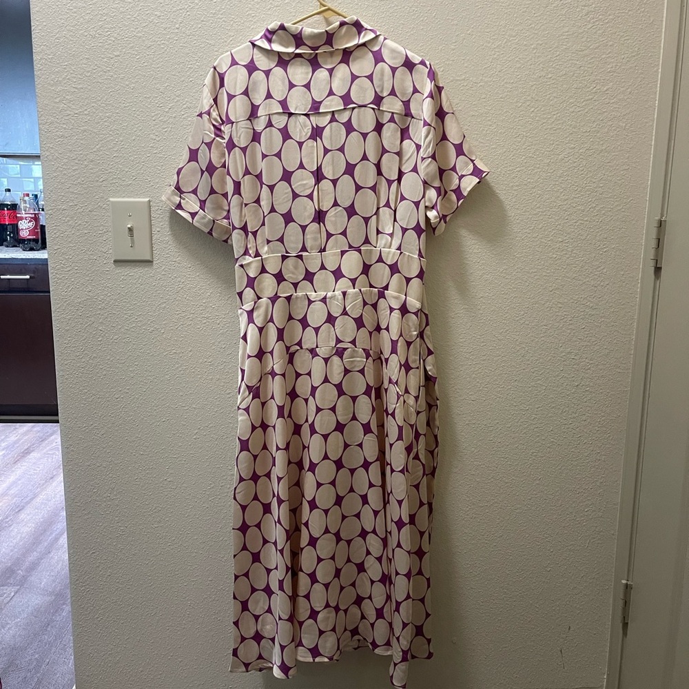 Tahari ASL Purple and White Geometric Midi Dress - Picture 3 of 4